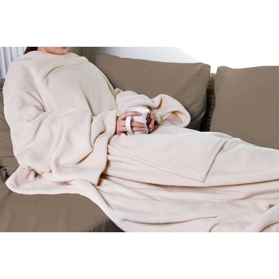 Spetebo deka na maznanie s rukávmi XL béžová 150 x 240 cm
