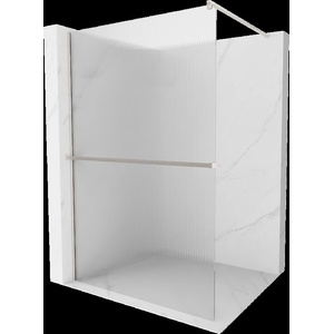Mexen Kioto+ душ кабина с полица Walk-in 130 x 200 cm, ивици, четкан никел - 800-130-121-97-09 (800-130-121-97-09)