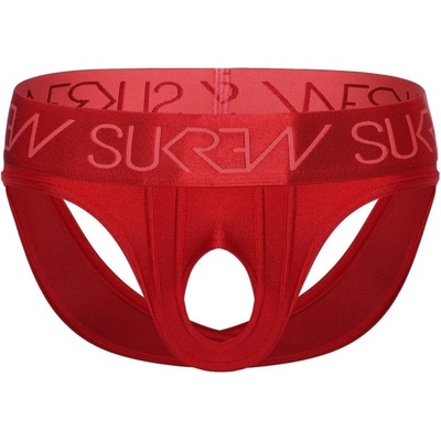 Slipy Sukrew U-Style V-Brief Liberty Red vpredu a vzadu otvorené pánske slipy