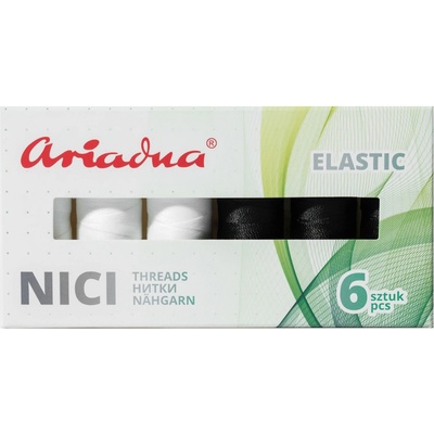 Strima Sada elastických nití ELASTIC ARTYN FLEX 120/180m White&Black / černá, bílá, návin 180m, 6 kusů v balení