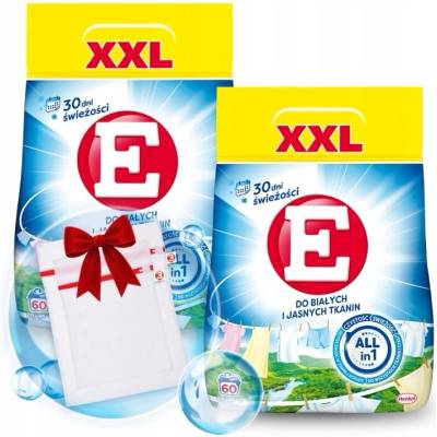 E Prací prášek na bílé a světlé prádlo 2 x 3,3 kg 60 PD
