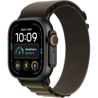 Apple Watch 49mm tmavě olivový Alpský tah - Medium - provedení z černého titanu MKDX4ZM/A