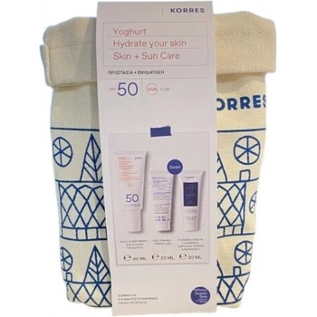 KORRES Промо сет слънцезащитен крем Йогурт + 2 подаръка, Korres Yoghurt Hydrate Your Skin Promo Sunscreen Face + Eyes Cream SPF50 50 ml + 2 Gifts