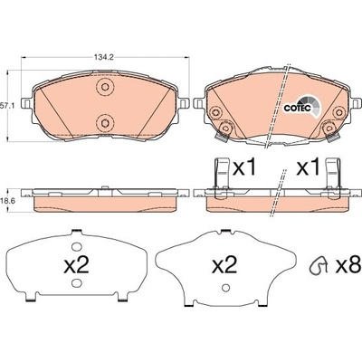TRW Sada brzdových platničiek kotúčovej brzdy GDB3598