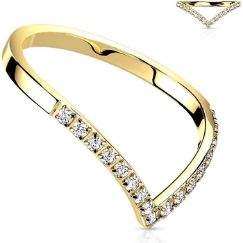 Šperky4U ocelový prsten špička s čirými zirkony OPR1870GD