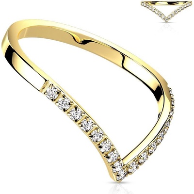 Šperky4U ocelový prsten špička s čirými zirkony OPR1870GD