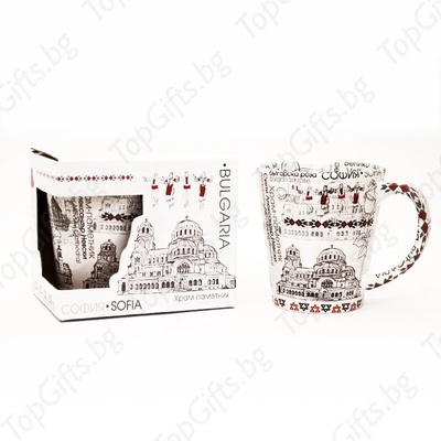 Керамична чаша за чай черно-бяла " София"