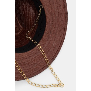 LE SH KA headwear сламена шапка дамска от сплетена материя (BrownPanamaFedora)