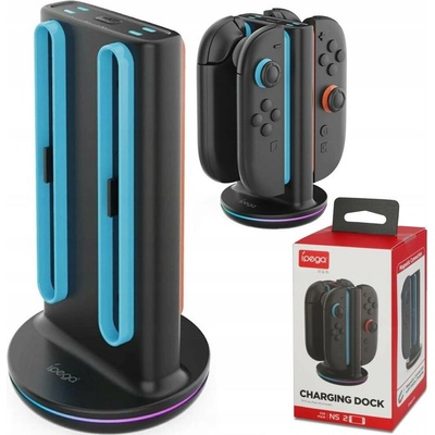 iPega SW2051 Nabíjecí Stanice s RGB pro JoyCon Ovladače Nintendo Switch 2 Black – Zboží Živě