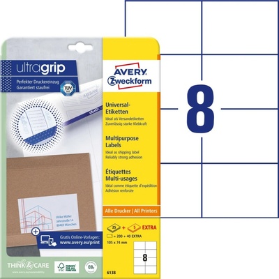 Avery Zweckform 6138 Samolepicí etikety 105x74 mm 240 ks bílé