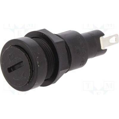 SCHURTER 0031.1351 Zásuvka; 5x20mm; 10A; 250VAC; FIN; na panel; černá; UL94V-0; IP67