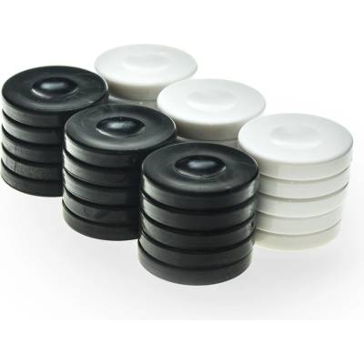 Manopoulos Пулове за табла Manopoulos - Пластмасови, черни/бели (36 mm) (PP1BLA)