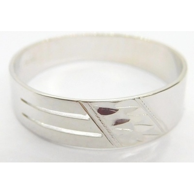 Klenoty Budín Mohutný zlatý prsten z bílého zlata 321040649