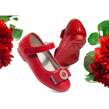 Apawwan baleríny s mašličkou elegantné zirkóny kožená vložka červené