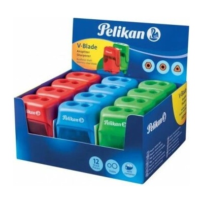 Struhadlo Pelikan V-Blade plastové se 2 otvory mix barev, displej 12 ks