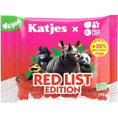Katjes Red List Vegan želé bonbóny ve tvaru ohrožených zvířat 210 g