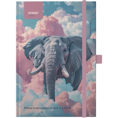 STREET Тетрадка с линийка STREET Animals Edition Elephant A/5 96 страници с гумена твърда корица 778132 (778132)
