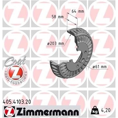 Brzdový bubon ZIMMERMANN 405.4103.20