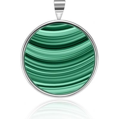 Olivie Stříbrný přívěsek GREEN NATURAL MALACHIT 6016