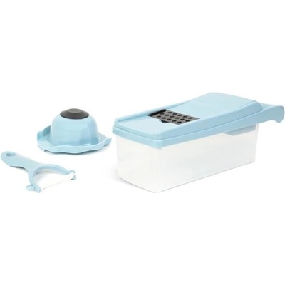 HomeShopXL Bewello® - Slice It - Kuchynský krájač na mandolíne - multifunkčný kuchynský pomocník - modrý/biely - krájač zeleniny/krájač syra/stierka na syr - manuálny krájač zeleniny