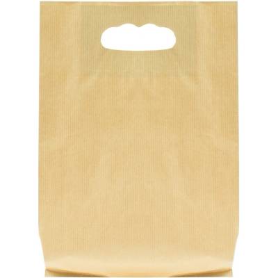 Taška papírová s průhmatem 150+65x270mm hnědá (cena za 25ks)