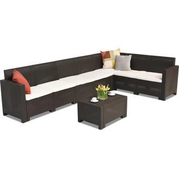 BICA Бял, градински ъглов диван с масичка Nebraska Corner Max 7 кафяв Bica (BC9075-290195BR)