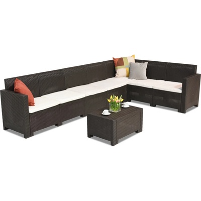 BICA Бял, градински ъглов диван с масичка Nebraska Corner Max 7 кафяв Bica (BC9075-290195BR)