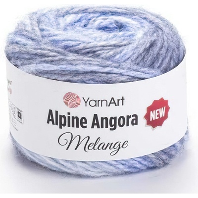 YarnArt Pletací příze YarnArt ALPINE ANGORA MELANGE 6401 modrý melír, efektní, 150g/150m