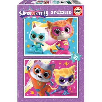 Educa Детски пъзел Educa - Супер котета, 2 х 20 части (EDU20340)