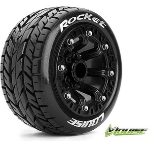 LOUISE RC Гуми с джанти за Traxxas 1/16 E-Revo Louise RC ST-ROCKET 1/16 Truck Tire Set Mounted Sport Black 2.2 Wheels Hex 12mm LOUT3188SB (LOUT3188SB)