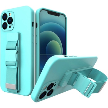 HQWear Кейс от TPU материал с каишка Rope case за Apple iPhone 12, Светлосин (9145576217788)