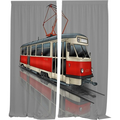 IMPAR Závěsy Tramvaj T2,červená,140 × 250 cm