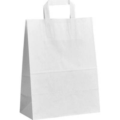 Papírová taška bílá Topcraft 260x100x330 mm s plochým uchem