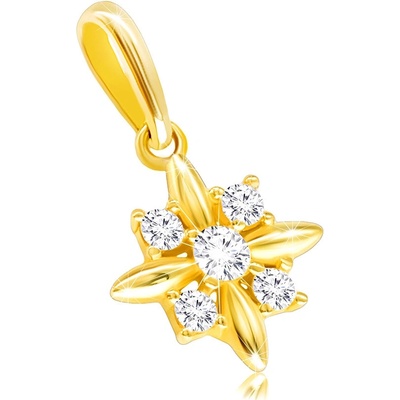 Šperky Eshop Diamantový přívěsek ve žlutém zlatě kvítek s podlouhlými okvětními lístky a brilianty S3BT506.32