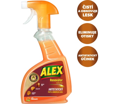 Alex sprej čistič na laminátový a dřevěný nábytek pomeranč 375 ml