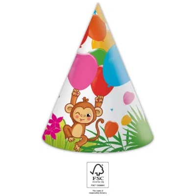 Procos Качествени компостируеми парти шапки Jungle Balloons 6 бр
