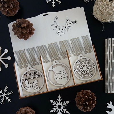Sada krásnych vianočných ozdôb z dreva, 1 sada-18 kusov 3467 PR0096-Christmas decorati HEU-
