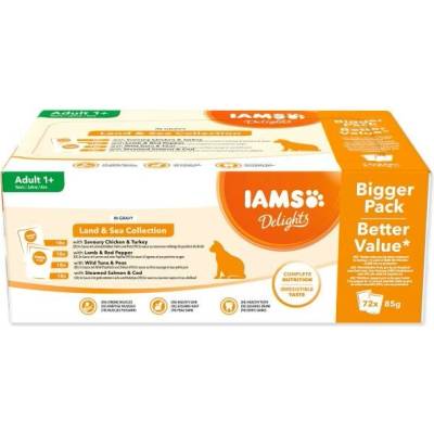 Iams Delights mořské a suchozem.maso v omáčce multipack 6120 g