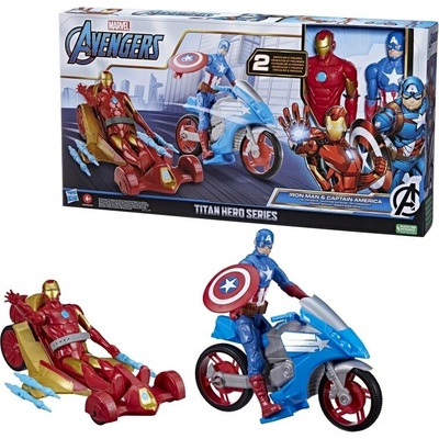 Hasbro MARVEL Titan Hero Sada s vozidly Captain America & Iron Man