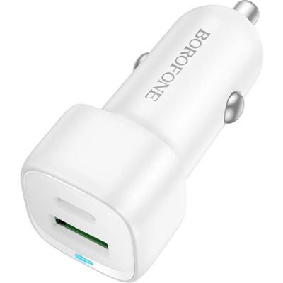 BOROFONE Зарядно за автомобил - Borofone (BZ34B) - USB-C + USB, PD20W, QC3.0, Dual Port, 38W - Бял
