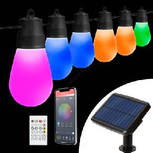 Garden of Eden LED RGBIC соларна гирлянда 30xLED/1, 3W/3, 7V 2200 mAh 14, 37 m IP65 черна + дистанционно управление (LC4003)