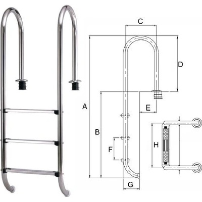 Fluidra Muro V4A - rebrík do bazénu 5 stupně