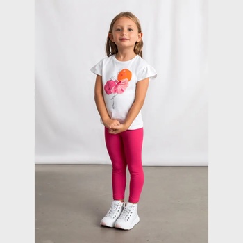 Mayoral Комплект легингс цикламен и бяла тениска с щампа за мини момиче Mayoral