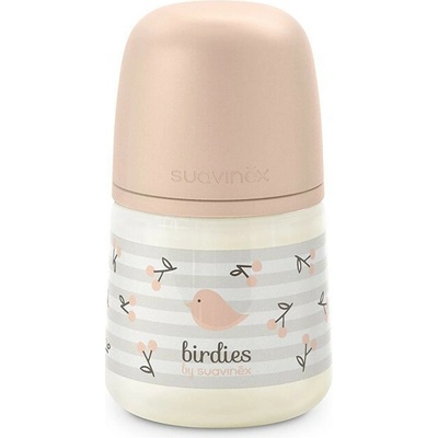 Suavinex fľaša dojčenská fyziologická Birdies ružová 150 ml