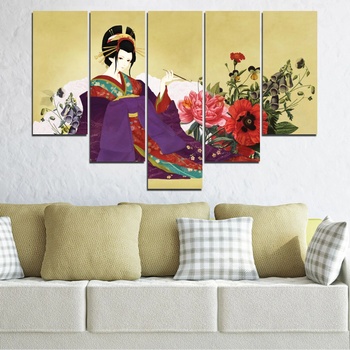 Vivid Home Картини пана Vivid Home от 5 части, Жена, Канава, 160x100 см, 6-та Форма №0270