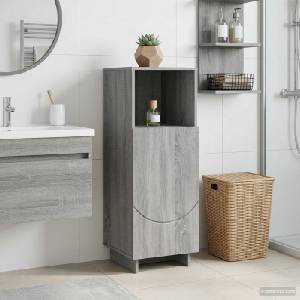 vidaXL Шкаф за баня Сив Сонома 36.5 x 38 x 95 см Инженерна дървесина (8011609)