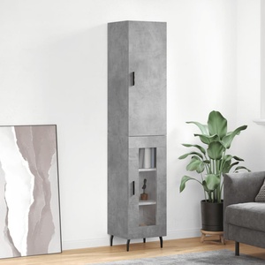 vidaXL Висок шкаф, бетонно сив, 34, 5x34x180 см, инженерно дърво (3199061)