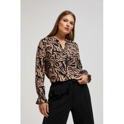 Moodo Щампована риза с V-образен деколте в тъмно бежово Moodo Moodo | Bezhov | ЖЕНИ | XS