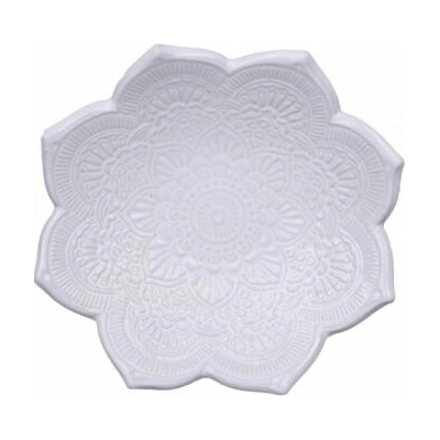 Keramický svietnik mandala - Lucie Babáková, priemer 14cm Farba: Biela