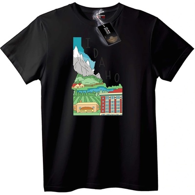 NOONEBRAND Тениска Айдахо Картофена Държава - 5XL, Black